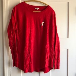 Crown & Ivy Red Long Sleeve Shirt with Penguin Design